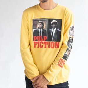Pulp Fiction Mens Classic Mob Hitmen Movie Yellow Long Sleeve Shirt New